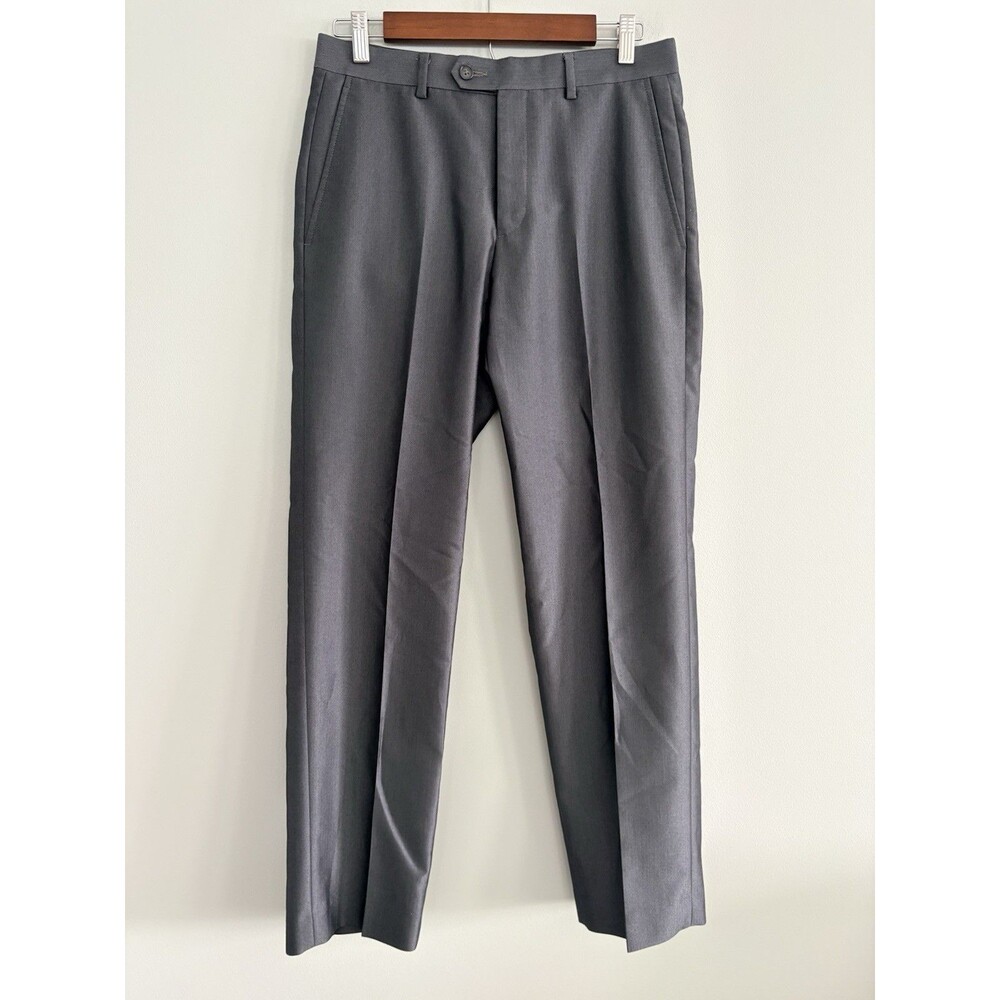 APT 9 Dress Pants Mens 30x30 Gray Straight Leg Flat Front Business Career